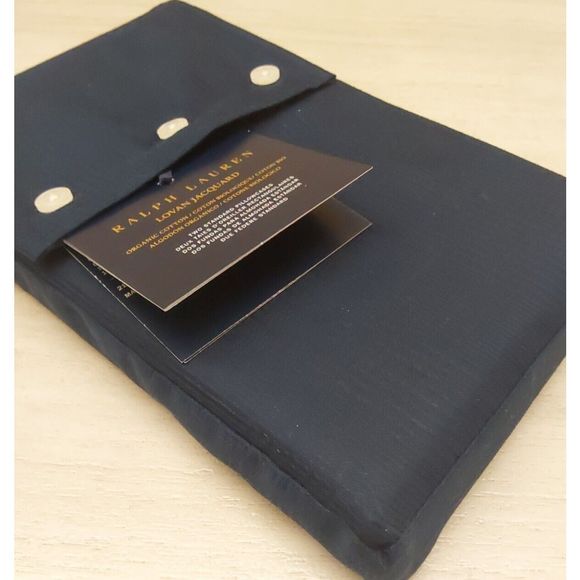 Ralph Lauren LOVAN JACQUARD 100% Organic Cotton 2 Standard Pillowcases Polo Navy - Picture 6 of 7